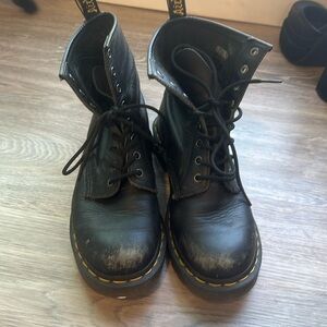Dr Doc Martens Pascal Womens Black Leather Combat Punk Grunge Boots US 9